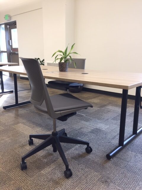 chair in library study space